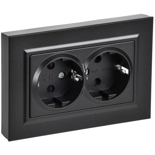 BRITE Роз. 2-я с з/к/ш пл 16А в сб. РСшПл12-3-БрЧ черн. IEK