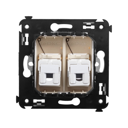 Телефонная розетка RJ-12 в стену двойная, Avanti, ванильная дымка