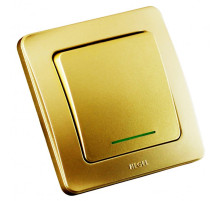 Hegel Мастер внутр Золото ВС10-332-07 Выключатель 1-клавишный, с индикацией, с самовозвр.