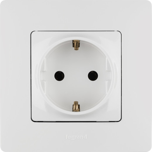 Розетка с заземлением - Legrand Etika - без шторок 16А 250В винтовые зажимы - белый