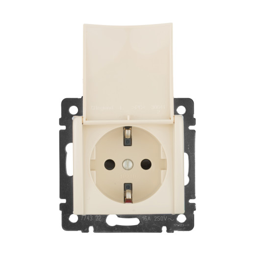 Розетка с заземлением - Legrand Valena - со шторками с защитной крышкой 16А 250В винтовые зажимы - слоновая кость