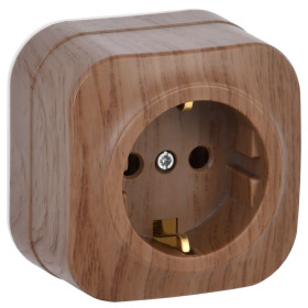 IEK GLORY РС20-3-ХД Розет. 1-ая с з/к о/у 16А GLORY дуб