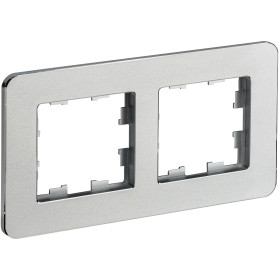 IEK BRITE DECOR Алюминий металл. скругл.угол Рамка 2-м РУ-2-1-Бр RE