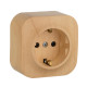 Розетка с заземлением - Legrand Quteo - со шторками IP20 16А 250В винтовые зажимы накладной монтаж - дерево