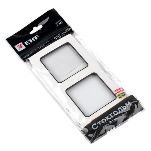 Стокгольм Рамка 2-местная белая с линией цвета черный EKF PROxima