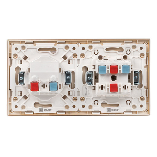 Стокгольм Рамка 2-местная белая с линией цвета шампань EKF PROxima