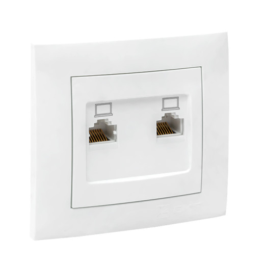 Валенсия розетка компьютерная RJ-45 2-местная белая EKF PROxima