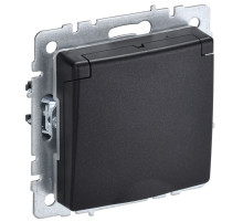 IEK BRITE BASE Черный Розетка 1-м с/з с защ штор и крыш 16А IP44 РСбш10-3-44-БрЧ