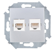 Simon 15 Алюминий Розетка компьютерная 2-ая RJ45 кат.5е