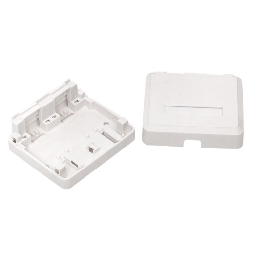 Корпус настенной розетки TERACOM PRO на 2 модуля Keystone со шторками и маркерами белый