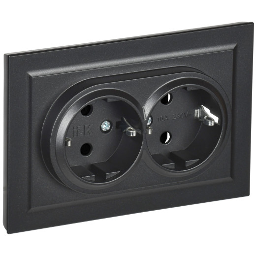 BRITE Роз. 2-я с з/к без з/ш 16А в сб. РС12-3-БрЧ черн. IEK