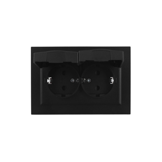 BRITE Роз. 2-я с кр. 16А в сб IP44 РСбш12-3-44-БрЧ черн. IEK