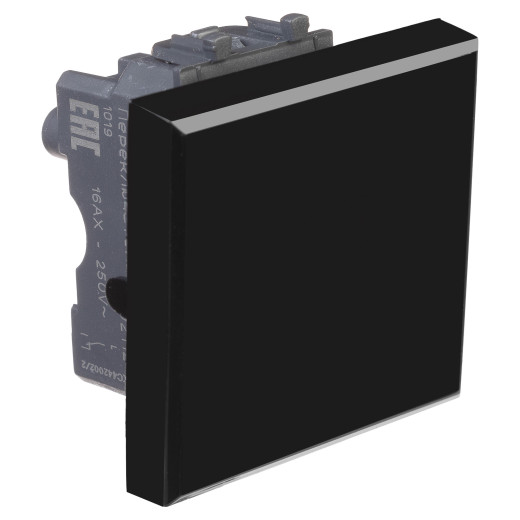 Переключатель одноклавишный модульный, Avanti, черный квадрат, 2 модуля