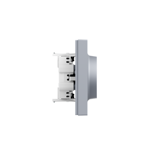 Механизм розетки двойной, 16А, с заземлением, без шторок, с рамкой, алюминий Эпика EKF