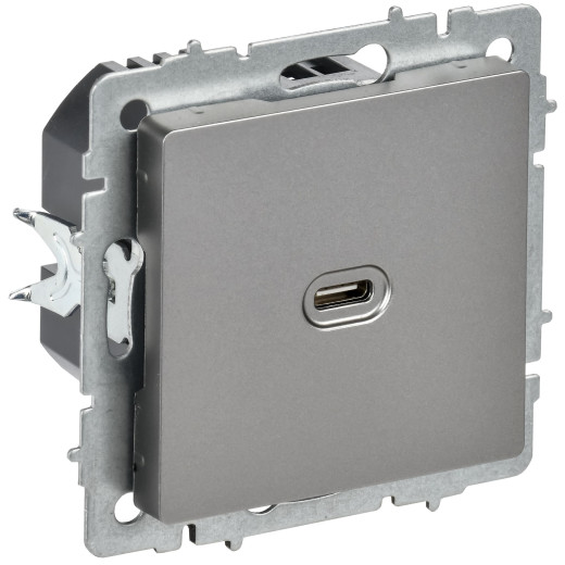 BRITE Роз. USB C 65Вт высокоскор. зар. РЮ12-1-БрС сталь IEK