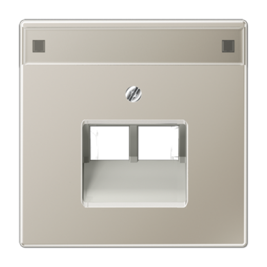 Крышка для сдвоенной телефонной и компютерной розетки  UAE с полем для надписи, благородная сталь