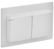 IEK SKANDY Арктический белый Розетка 2-ая с/з с крышкой 16А в сборе IP44 SK-R12W