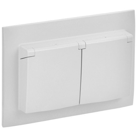 SKANDY Роз. 2-я с кр. 16А в сб IP44 SK-R12W арк. бел. IEK