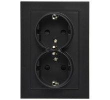 Jasmart G Черный матовый Розетка с/з двойная со шторками 16A 250V~