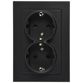 Jasmart G Черный матовый Розетка с/з двойная со шторками 16A 250V~