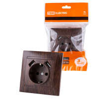 TDM Розетка 2П+З 16А 250В + 2 USB порта 2,1А 5В венге 