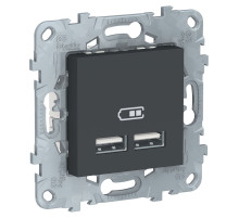Schneider Electric Unica New Антрацит Розетка USB, двойная, 5 В / 2100 мА