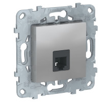 Schneider Electric Unica New Алюминий Розетка телефонная, RJ11, одиночная 4 контакта