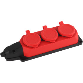 ЭРА Колодка K-3e-RED-IP44 каучуковая с заземлением 3 розетки 16A IP44 красная