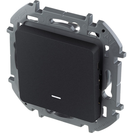 Переключатель одноклавишный с подсветкой/индикацией - Legrand/Daccord Inspiria - 10АХ 250В безвинтовые зажимы - антрацит