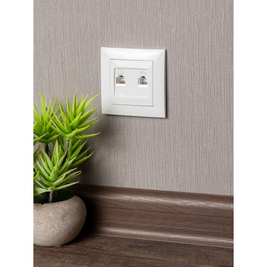 Валенсия розетка RJ-45+RJ11 2-местная белая EKF PROxima