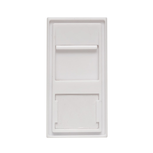 Вставка розеточная TERACOM PRO 45x22,5мм формат Mosaic на 1 модуль Keystone со шторкой и маркером белая