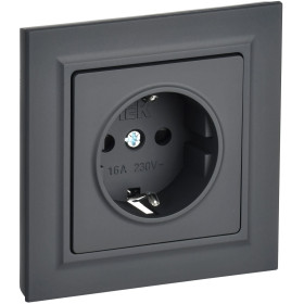 IEK BRITE Графит Роз. с з/к/ш 16А в сборе РСР14-1-0-БрГ