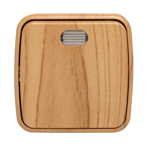 Выключатель 1-клавишный ОП Минск 10А с индикатором светлое дерево EKF