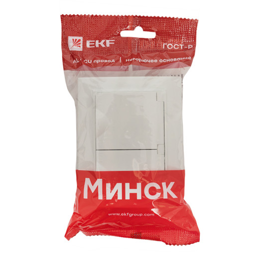 Минск Розетка 2-местная СП с/з с крышкой 16А белая с защ. штор. IP44 EKF