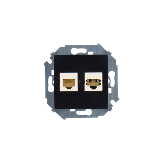 Simon 15 Чёрный Розетка телефонная + компьютерная RJ11+RJ45 кат.5е
