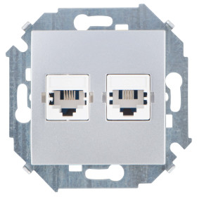 Simon 15 Алюминий Розетка ТЛФ 2-ая RJ11, винт.зажим