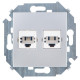 Simon 15 Алюминий Розетка телефонная 2-я RJ11, винт.заж.