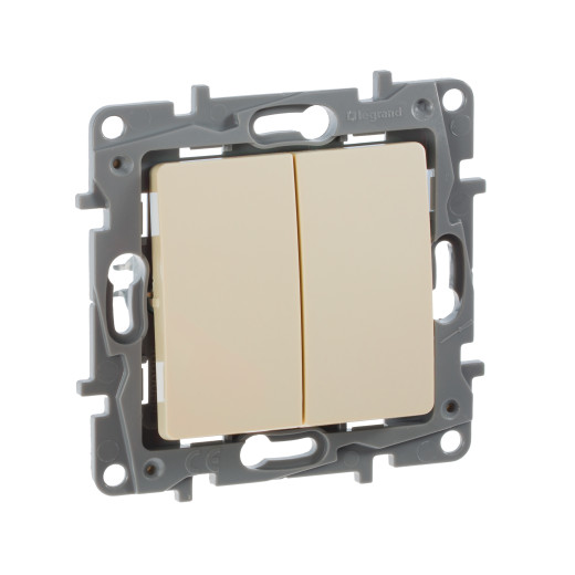 Выключатель двухклавишный - Legrand Etika - 10А 250В безвинтовые зажимы - слоновая кость
