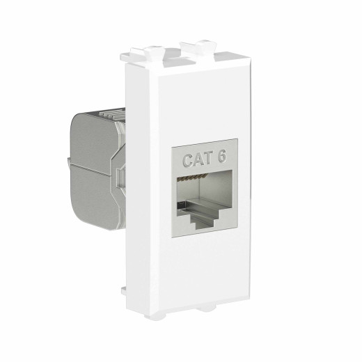 Компьютерная розетка RJ-45 без шторки модульная, кат.6 экранированная, Avanti, белое облако, 1 модуль