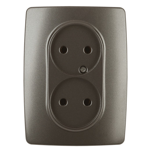Розетка ЭРА Серия 12 12-2107-13 двойная без заземления 2X2P 16A-250В IP20 бронза