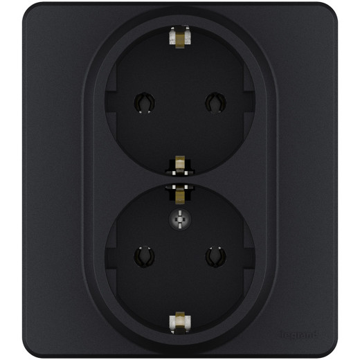 Розетка двойная с заземлением - Legrand/Daccord Inspiria - без шторок в сборе 16А 250В винтовые зажимы - антрацит