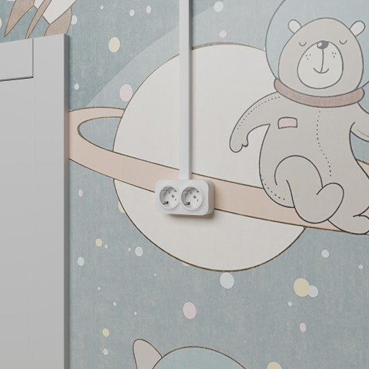 Розеточный блок двойной с заземлением - Legrand Quteo - с предварительным подключением со шторками IP20 16А 250В винтовые зажимы накладной монтаж - белый