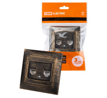 TDM Розетка телефонная RJ11 + компьютерная RJ45 старинная бронза 