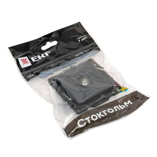 Стокгольм Механизм Розетки TV 1-местной проходной 75Ом 5-862МГц винтовые клеммы черный EKF PROxima