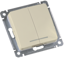 Hegel Мастер внутр Слоновая кость ВС10-452-01 Выключатель 2-клавишный, с индикацией, механизм