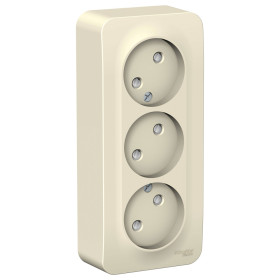 Systeme Electric Blanca наруж Молочная Розетка 3-ая б/з со шторками 16А, 250В, изолир. пластина