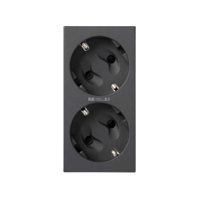 Simon Cima 500 Графит Розетка дв. 2P+E Schuko, шторки, индикатор, 16А 250В, клеммы: зажим+1Click, 50х100мм