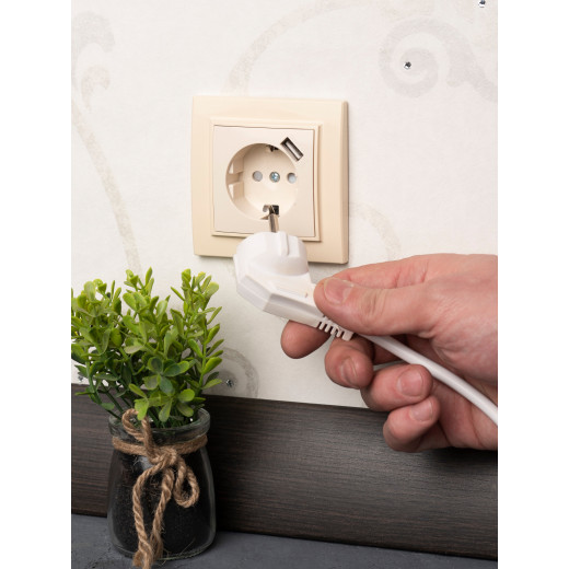 Розетка 1-местная СП с/з Минск 16А бежевая с защ. штор. с USB 1А EKF