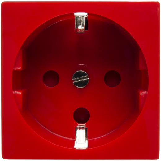 Розетка электрическая 2К+З,с защитными шторками, с механической блокировкой (красный)