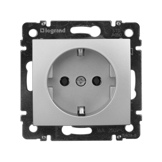 Розетка с заземлением - Legrand Valena - без шторок 16А 250В винтовые зажимы - алюминий